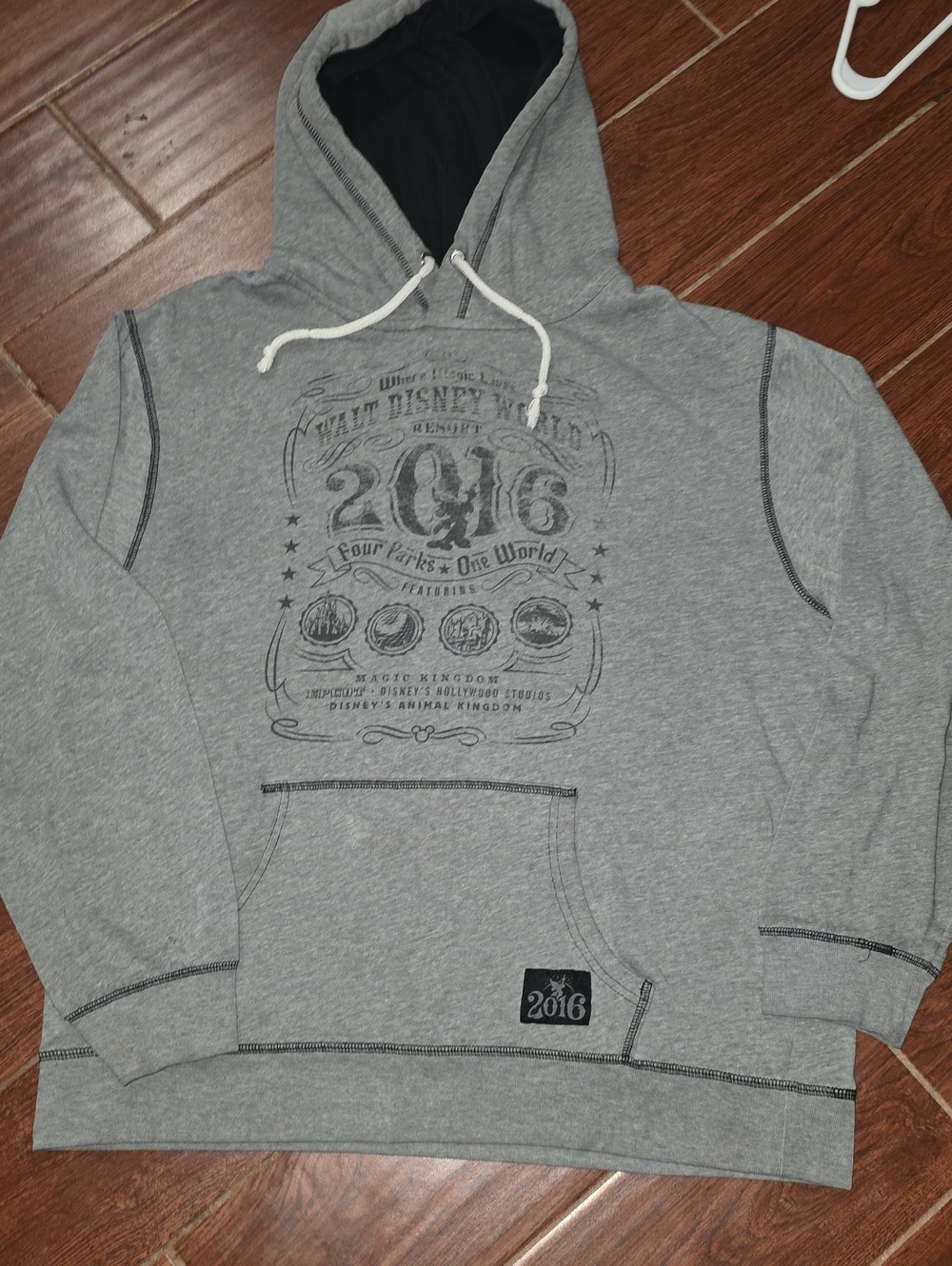 Disney Gray 2016 Pullover Hoodie with Front Pocket